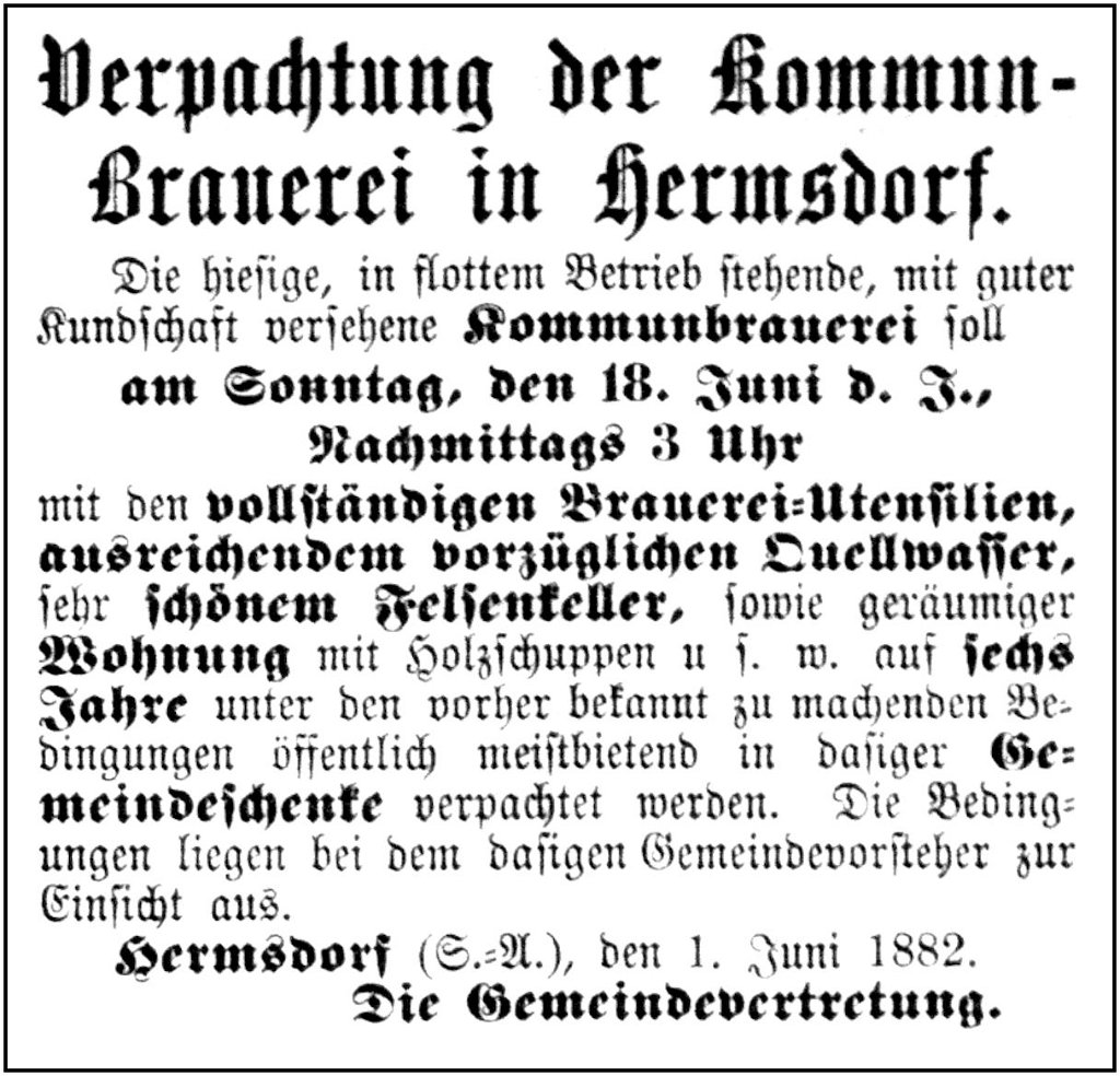 1882-06-02 Hdf Vepachtung Kommunbrauerei